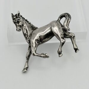 Vintage Beau 925 Sterling Silver 3D Horse Pin Brooch